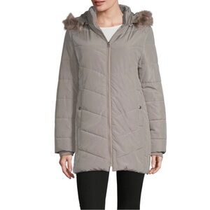 St. John’s Bay Women's Taupe Hooded Winter Puffer Jacket - Size Small